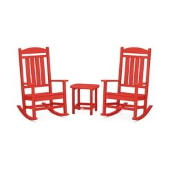POLYWOOD Presidential Outdoor Rocking Chair 3-Piece Set -HomeNest Store PWS166 1 SR Sunset Red