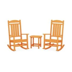 POLYWOOD Presidential Outdoor Rocking Chair 3-Piece Set -HomeNest Store PWS166 1 TA Tangerine