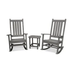 POLYWOOD Vineyard 3-Piece Rocking Set -HomeNest Store PWS355 1 GY Slate Grey