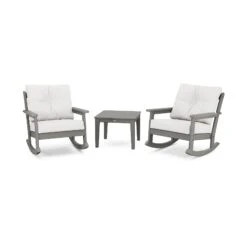 POLYWOOD Vineyard 3-Piece Deep Seating Rocker Set -HomeNest Store PWS396 2 GY152939 Slate Grey Natural Linen