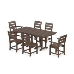 POLYWOOD Lakeside 7-Piece Farmhouse Dining Set -HomeNest Store PWS516 1 MA Mahogany