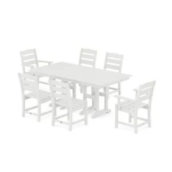 POLYWOOD Lakeside 7-Piece Farmhouse Dining Set -HomeNest Store PWS516 1 WH White