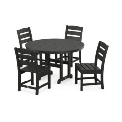 POLYWOOD Lakeside 5-Piece Round Side Chair Dining Set -HomeNest Store PWS517 1 BL Black