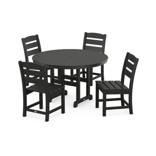 POLYWOOD Lakeside 5-Piece Round Side Chair Dining Set - Image 3