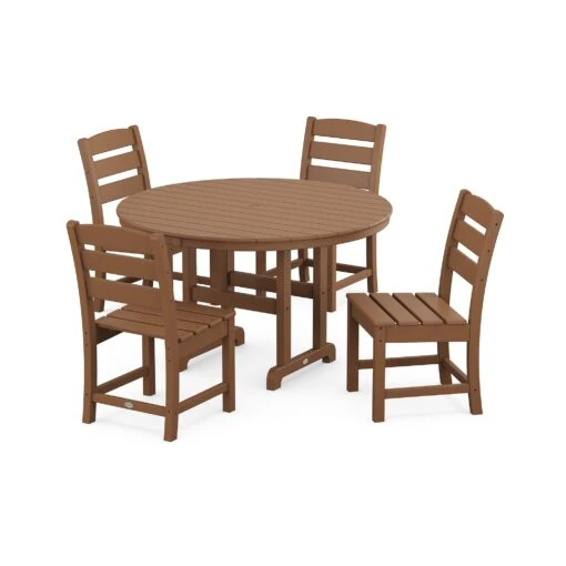 POLYWOOD Lakeside 5-Piece Round Side Chair Dining Set - Image 4