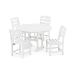 POLYWOOD Lakeside 5-Piece Round Side Chair Dining Set -HomeNest Store PWS517 1 WH White