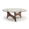 Pivot Round Coffee Table -HomeNest Store Pivot Walnut Round Glass Top Coffee Table