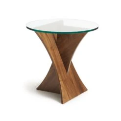 Planes Round Glass Top End Table