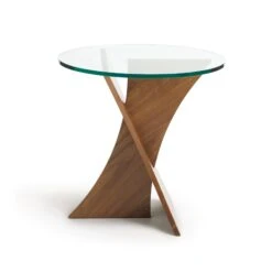 Front Page -HomeNest Store Planes Walnut Round Glass Top End Table 1