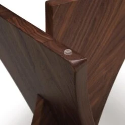 Planes Round Glass Top End Table -HomeNest Store Planes Walnut Round Glass Top End Table 4