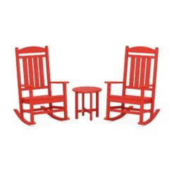 POLYWOOD Presidential 3-Piece Rocker Set -HomeNest Store Presidential 3 Piece Rocker Set PWS109 1 SR Sunset Red