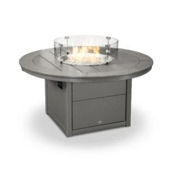 POLYWOOD Round 48" Fire Pit Table -HomeNest Store Round 48 Inch Fire Pit Table CTF48RGY Slate Grey