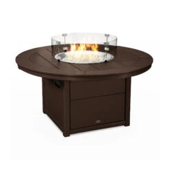 POLYWOOD Round 48" Fire Pit Table -HomeNest Store Round 48 Inch Fire Pit Table CTF48RMA Mahogany