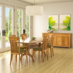 Sarah Shaker Trestle Extension Table -HomeNest Store Sarah Cherry Trestle Extension Table Life 1