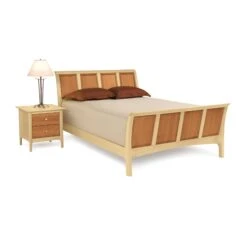 Sarah High Footboard Sleigh Bed -HomeNest Store Sarah Sleigh High Footboard Bed Mattress Boxspring Queen 51 Inch Cherry Maple