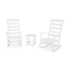 POLYWOOD Shaker 3-Piece Porch Rocking Chair Set -HomeNest Store Shaker 3 Piece Porch Rocking Chair Set PWS474 1 WH White