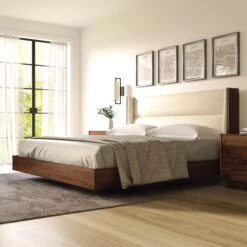 Sloane Floating Bed -HomeNest Store Sloane Walnut Floating Bed Life 1