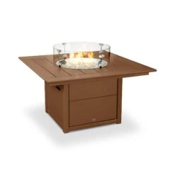 POLYWOOD Square 42" Fire Pit Table -HomeNest Store Square 42 Inch Fire Pit Table CTF42STE Teak