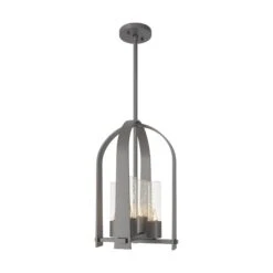 Triomphe Outdoor Lantern -HomeNest Store Triomphe Outdoor Lantern Coastal Burnished Steel Seeded Clear