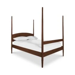 Vermont Shaker Four Poster Bed -HomeNest Store Vermont Shaker 4 Poster Bed Queen No Canopy Natural Walnut