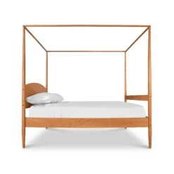 Vermont Shaker Four Poster Bed With Canopy -HomeNest Store Vermont Shaker 4 Poster Bed Queen With Canopy Natural Cherry 2