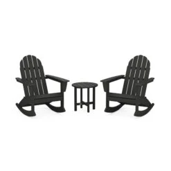 POLYWOOD Vineyard 3-Piece Adirondack Rocking Chair Set -HomeNest Store Vineyard 3 Piece Adirondack Rocking Chair Set PWS408 1 BL Black