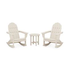 POLYWOOD Vineyard 3-Piece Adirondack Rocking Chair Set -HomeNest Store Vineyard 3 Piece Adirondack Rocking Chair Set PWS408 1 SA Sand
