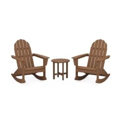 POLYWOOD Vineyard 3-Piece Adirondack Rocking Chair Set -HomeNest Store Vineyard 3 Piece Adirondack Rocking Chair Set PWS408 1 TE Teak