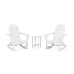 POLYWOOD Vineyard 3-Piece Adirondack Rocking Chair Set -HomeNest Store Vineyard 3 Piece Adirondack Rocking Chair Set PWS408 1 WH White