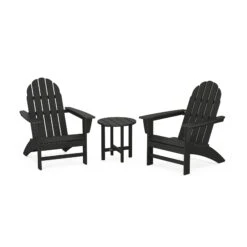 POLYWOOD Vineyard 3-Piece Adirondack Set -HomeNest Store Vineyard 3 Piece Adirondack Set PWS399 1 BL Black