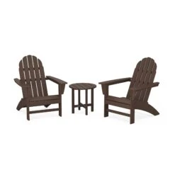 POLYWOOD Vineyard 3-Piece Adirondack Set -HomeNest Store Vineyard 3 Piece Adirondack Set PWS399 1 MA Mahogany