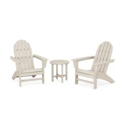 POLYWOOD Vineyard 3-Piece Adirondack Set -HomeNest Store Vineyard 3 Piece Adirondack Set PWS399 1 SA Sand