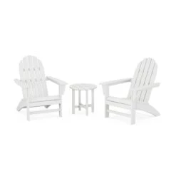 POLYWOOD Vineyard 3-Piece Adirondack Set -HomeNest Store Vineyard 3 Piece Adirondack Set PWS399 1 WH White