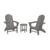 POLYWOOD Vineyard 3-Piece Curveback Adirondack Set -HomeNest Store Vineyard 3 Piece Curveback Adirondack Set