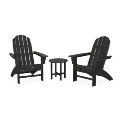 POLYWOOD Vineyard 3-Piece Curveback Adirondack Set -HomeNest Store Vineyard 3 Piece Curveback Adirondack Set PWS418 1 BL Black