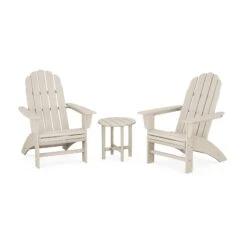 POLYWOOD Vineyard 3-Piece Curveback Adirondack Set -HomeNest Store Vineyard 3 Piece Curveback Adirondack Set PWS418 1 SA Sand