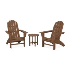 POLYWOOD Vineyard 3-Piece Curveback Adirondack Set -HomeNest Store Vineyard 3 Piece Curveback Adirondack Set PWS418 1 TE Teak