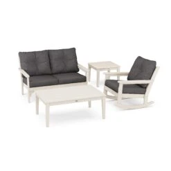 POLYWOOD Vineyard 4-Piece Deep Seating Rocker Set -HomeNest Store Vineyard 4 Piece Deep Seating Rocker Set PWS397 2 SA145986 Sand Ash Charcoal