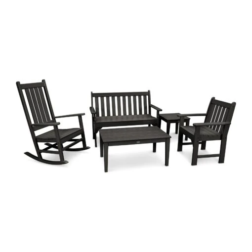 POLYWOOD Vineyard 5-Piece Bench & Rocking Chair Set