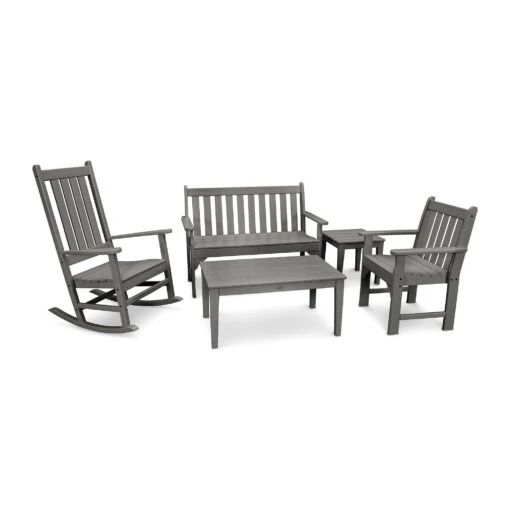 POLYWOOD Vineyard 5-Piece Bench & Rocking Chair Set - Image 3