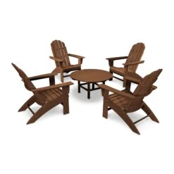POLYWOOD Vineyard 5-Piece Oversized Adirondack Set -HomeNest Store Vineyard 5 Piece Oversized Adirondack Set PWS400 1 TE Teak