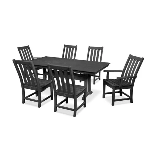 POLYWOOD Vineyard 7-Piece Farmhouse Trestle Dining Set - Image 3