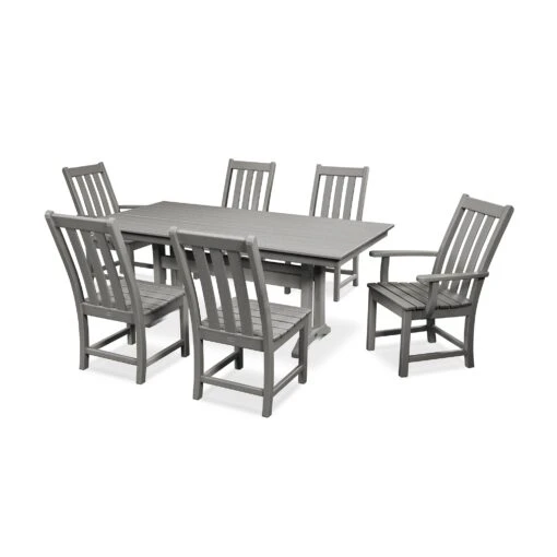 POLYWOOD Vineyard 7-Piece Farmhouse Trestle Dining Set - Image 2