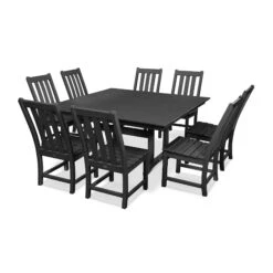 POLYWOOD Vineyard 9-Piece Farmhouse Trestle Dining Set -HomeNest Store Vineyard 9 Piece Farmhouse Trestle Dining Set PWS342 1 BL Black