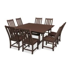 POLYWOOD Vineyard 9-Piece Farmhouse Trestle Dining Set -HomeNest Store Vineyard 9 Piece Farmhouse Trestle Dining Set PWS342 1 MA Mahogany