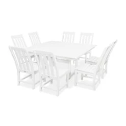 POLYWOOD Vineyard 9-Piece Farmhouse Trestle Dining Set -HomeNest Store Vineyard 9 Piece Farmhouse Trestle Dining Set PWS342 1 WH White