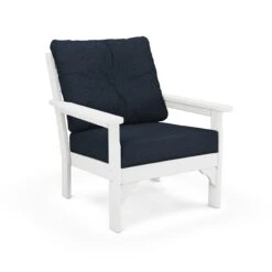 POLYWOOD Vineyard Deep Seating Chair -HomeNest Store Vineyard Deep Seating Chair GN23WH 145991 White Marine Indigo