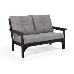 POLYWOOD Vineyard Deep Seating Settee -HomeNest Store Vineyard Deep Seating Loveseat GN46BL 145980 Black Grey Mist