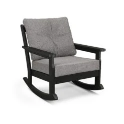 POLYWOOD Vineyard Deep Seating Rocking Chair -HomeNest Store Vineyard Deep Seating Rocking Chair GNR23BL 145980 Black Grey Mist