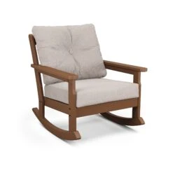 POLYWOOD Vineyard Deep Seating Rocking Chair -HomeNest Store Vineyard Deep Seating Rocking Chair GNR23TE 145999 Teak Dune Burlap